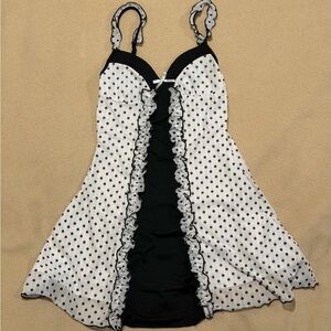 SHEIN Black and White Polka Dot Mini Dress